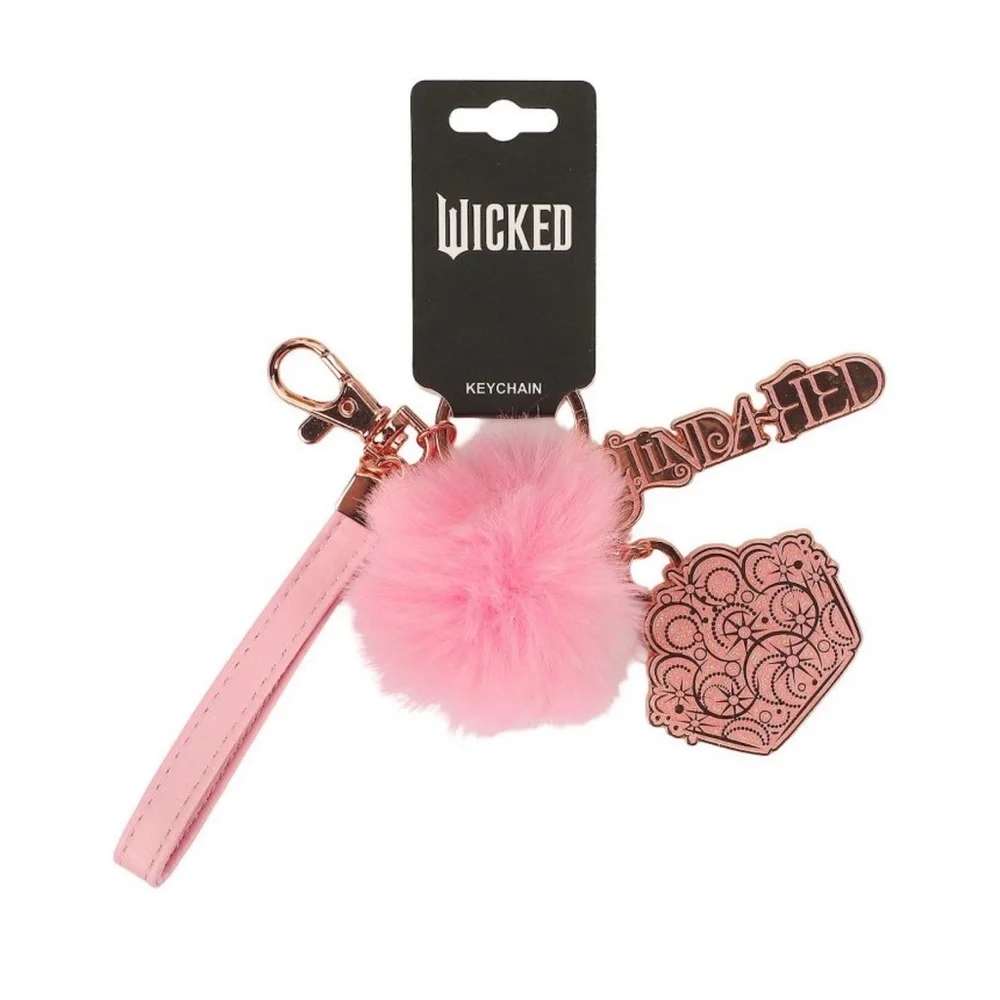 Wicked Glinda Pink Keychain with Pom Pom and Charm NWT same day ship (: